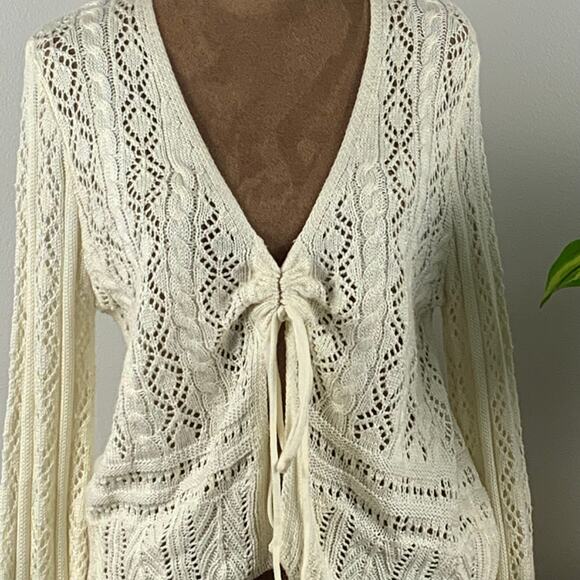 No Boundaries Ivory Long Sleeve Open Cardigan Size Junior Large (11-13) - Picture 2 of 6